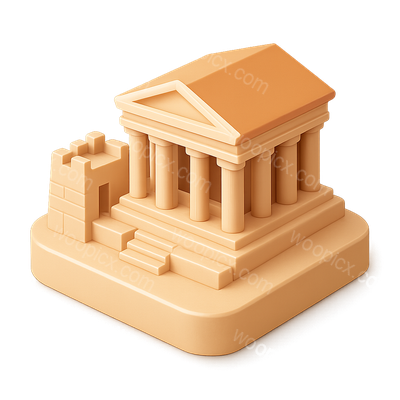 Stylized 3D Parthenon Icon with Isometric View