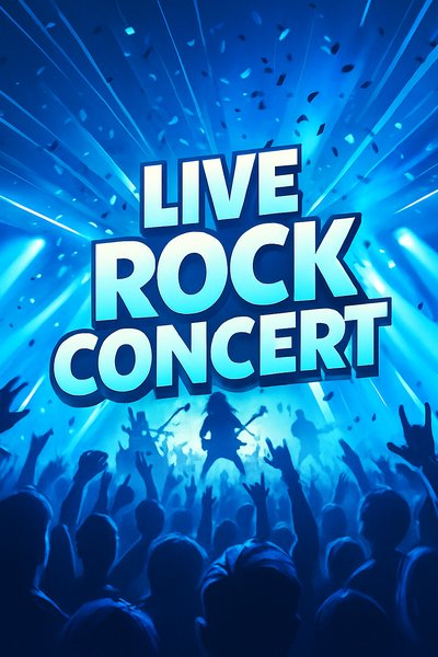 Dynamic Rock Concert Scene with Cheering Crowd and Lights