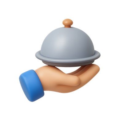 3D Icon of a Hand Holding a Covered Dish