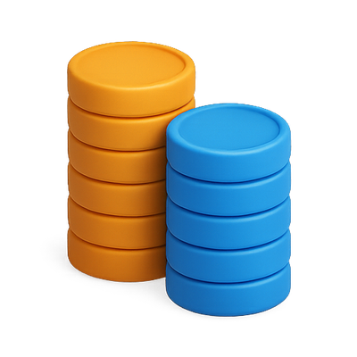 Stacked Colorful Discs in Orange and Blue