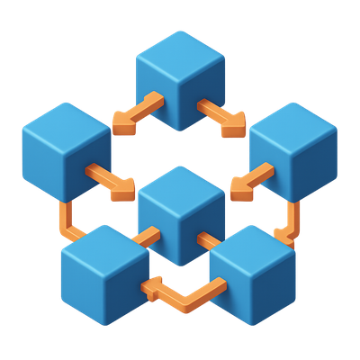 Stylized 3D Microservices Icon with Isometric Design