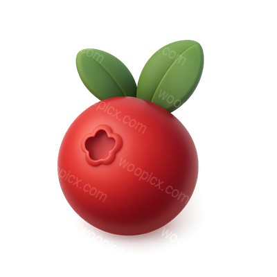 3D Cranberry Bog Icon with Leaves in Isometric View
