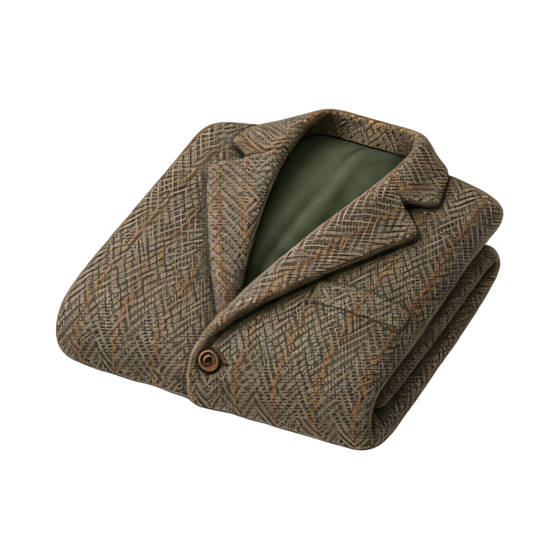 folded tweed blazer on table