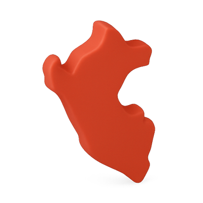 Stylized 3D Map Shape in Vibrant Red