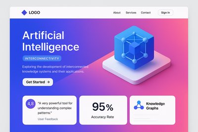 Layered 3D Landing Page Design for AI Interconnectivity
