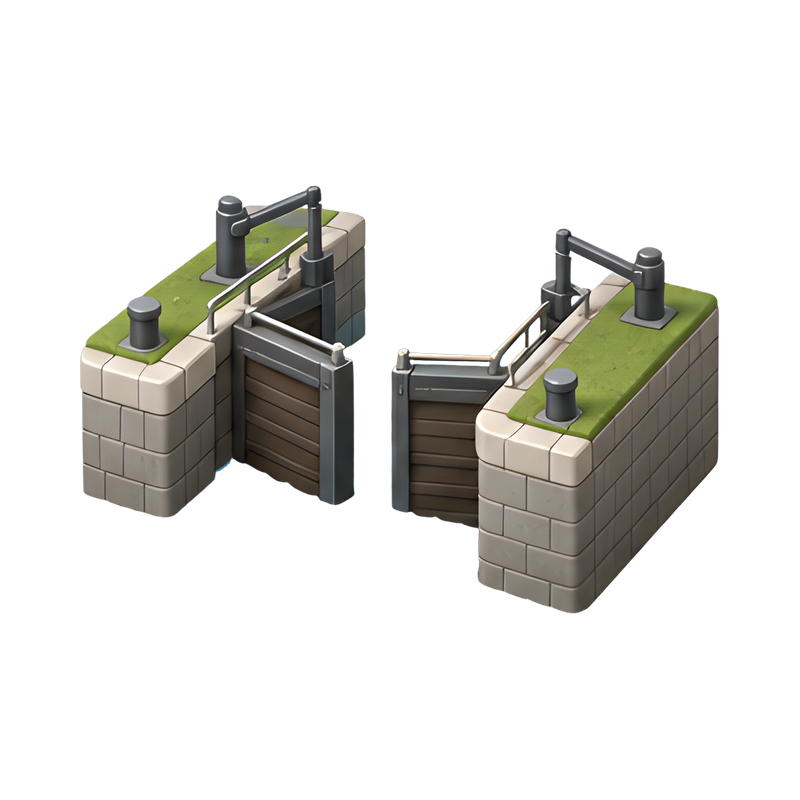 canal lock with open gates