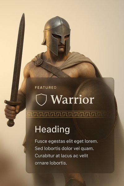 Dynamic 3D Warrior Illustration with Integrated Text Block