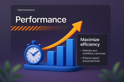 3D Web Design Illustration Focusing on Performance Metrics