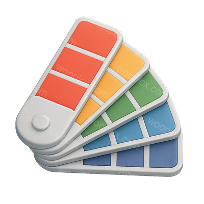 3D Color Swatches in Vibrant Hues for Design Use