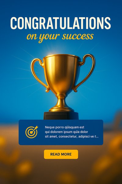 Celebratory Trophy Graphic for Success Announcement