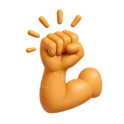3D Empowerment Fist Icon with Volumetric Effect