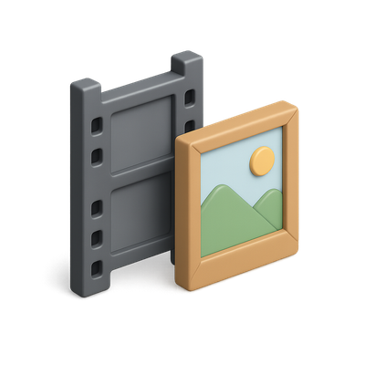 3D Filmstrip and Picture Frame Icon Design