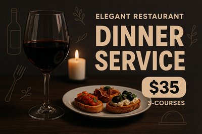 Elegant Restaurant Dinner Service Advertisement