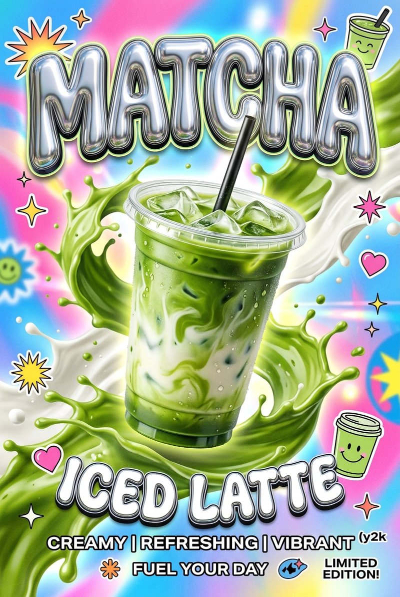 Y2K matcha aesthetic design