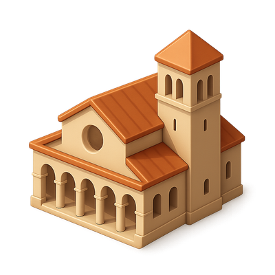 3D Isometric Icon of a Roman Style Basilica