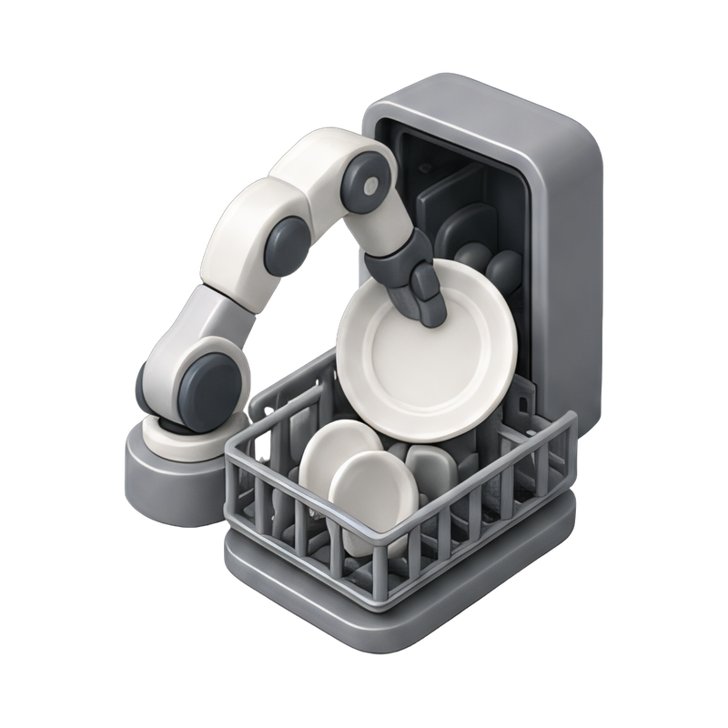 automated dishwasher loading arm