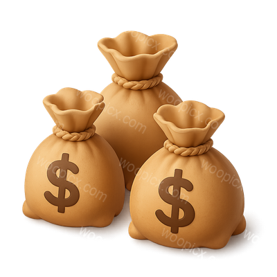 Stylish 3D Money Bags Icon with Dollar Signs