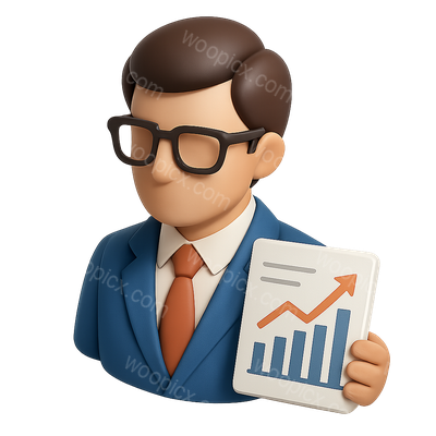 3D Icon of Economist Holding Report with Graph
