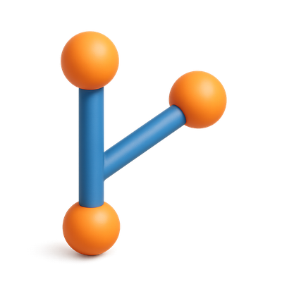 3D Branch Icon with Colorful Spheres and Rods
