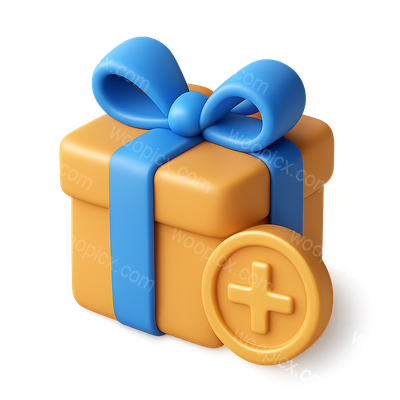 Colorful 3D Gift Box Icon with Bonus Symbol