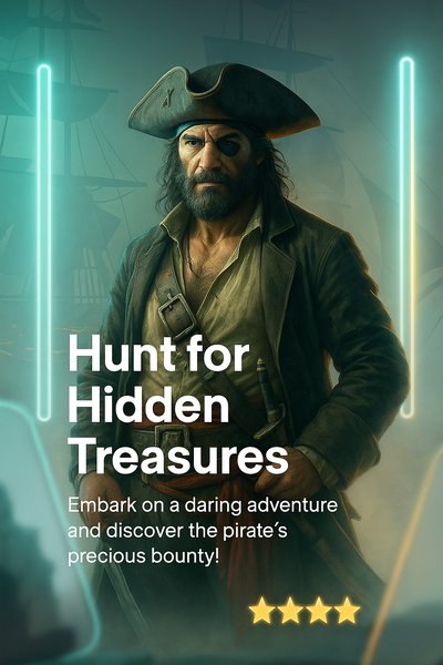 Vibrant Pirate Neon Slide Featuring Adventure Theme