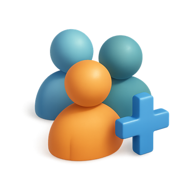 3D Icon of User Profiles with Plus Sign