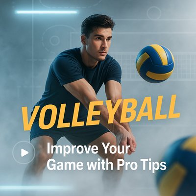 Dynamic Volleyball Training Graphic with Athlete