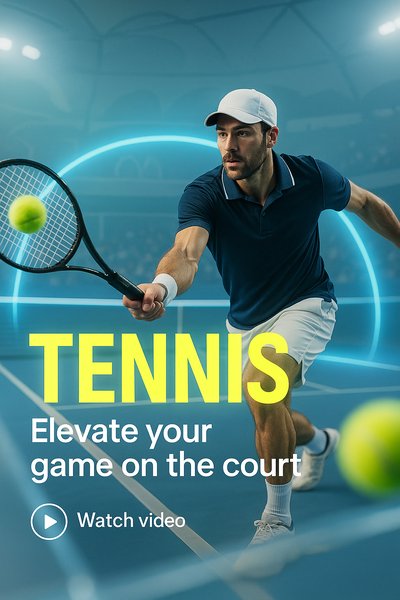 Dynamic Tennis Promotional Graphic with Engaging Visuals