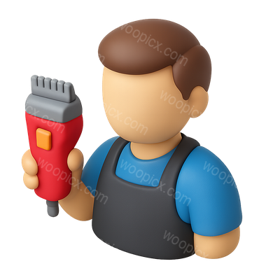 Stylized 3D Barber Icon Holding Clippers
