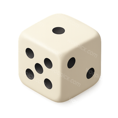 3D Icon of a Six-Sided Die with Five Dots