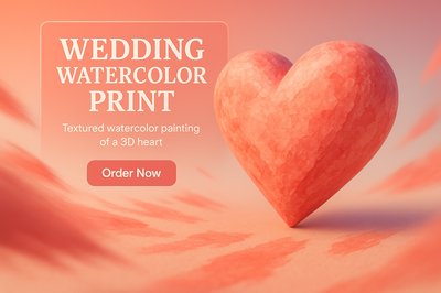 Textured Watercolor Heart Print for Weddings
