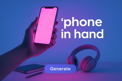 Neon Glow Atmosphere with Phone and Headphones