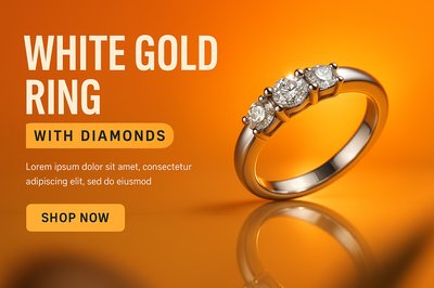 Elegant White Gold Ring with Diamonds Displayed