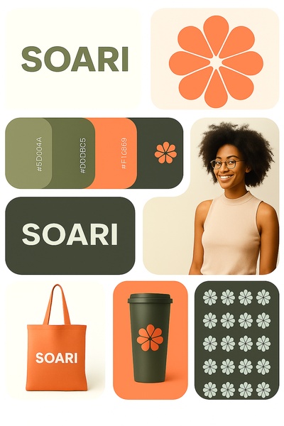 Rounded Blocks and Branding Elements with Floral Design