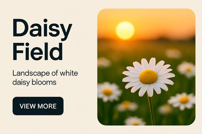 Serene Sunset Over Daisy Meadow in Golden Hour