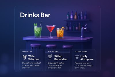 3D Illustration of a Modern Drinks Bar with Features