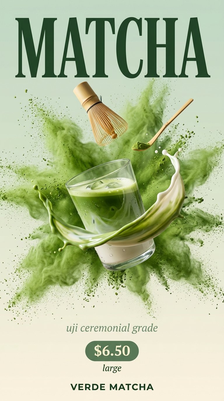 matcha powder in a cloud
