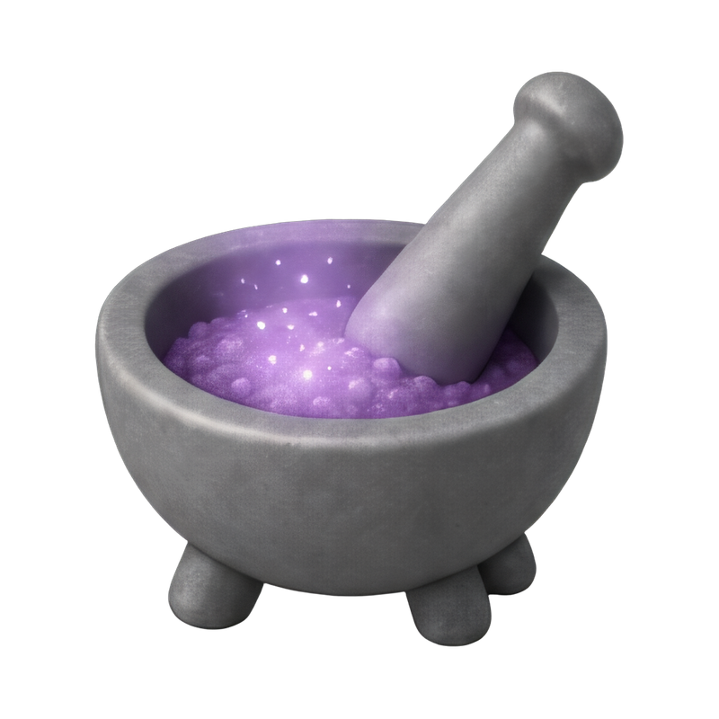 mortar and pestle with powder