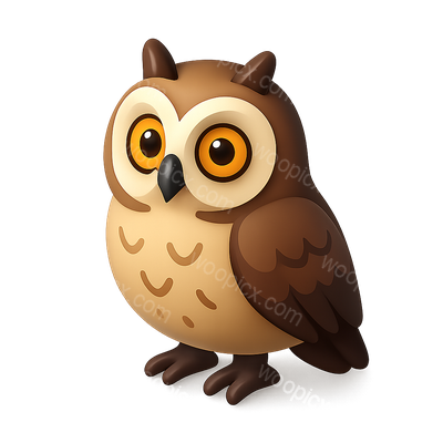 Cute Cartoon Owl Illustration with Bright Eyes