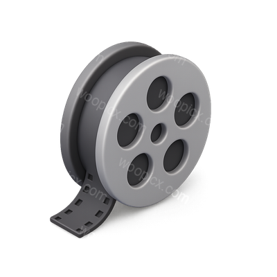 Stylized 3D Film Reel Icon with Isometric Perspective
