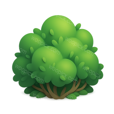 3D Icon of Dense Shrub with Isometric View