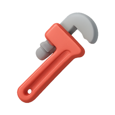 Stylized 3D Wrench Tool Icon for Plumbing