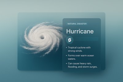 Stylized Hurricane Web Page Design with 3D Illustration