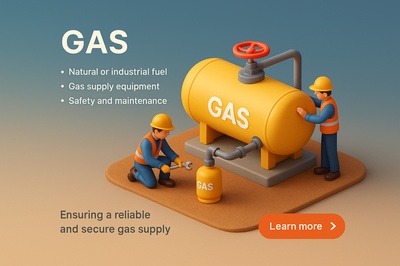 Detailed 3D Scene of Gas Supply Equipment with Workers