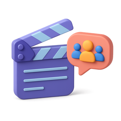 Vibrant 3D Social Media Icon with Clapboard Design