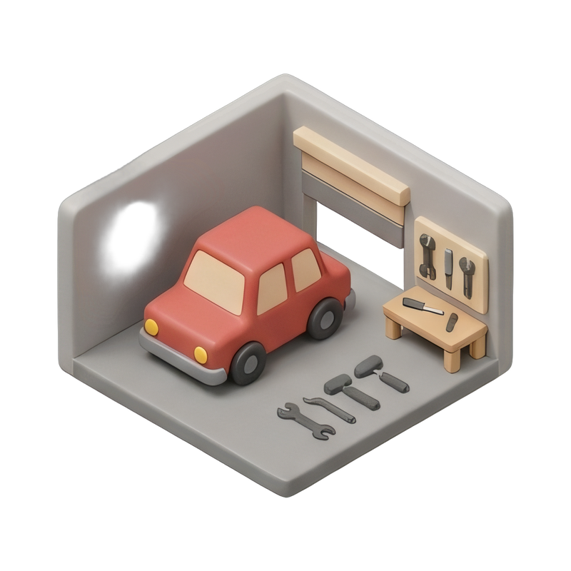 spacious garage design with car