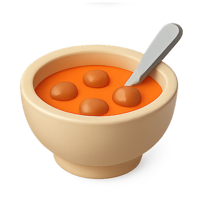 Stylized Bowl of Soup with Dumplings
