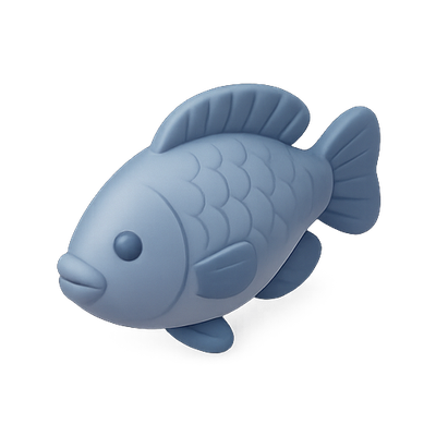 Stylized Blue Fish Toy with Simple Design