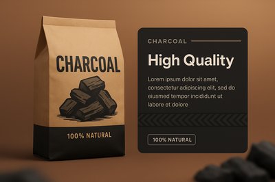 Stylish Charcoal Packaging Design with Quality Highlight