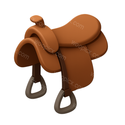 Stylized 3D Saddle Icon with Isometric View